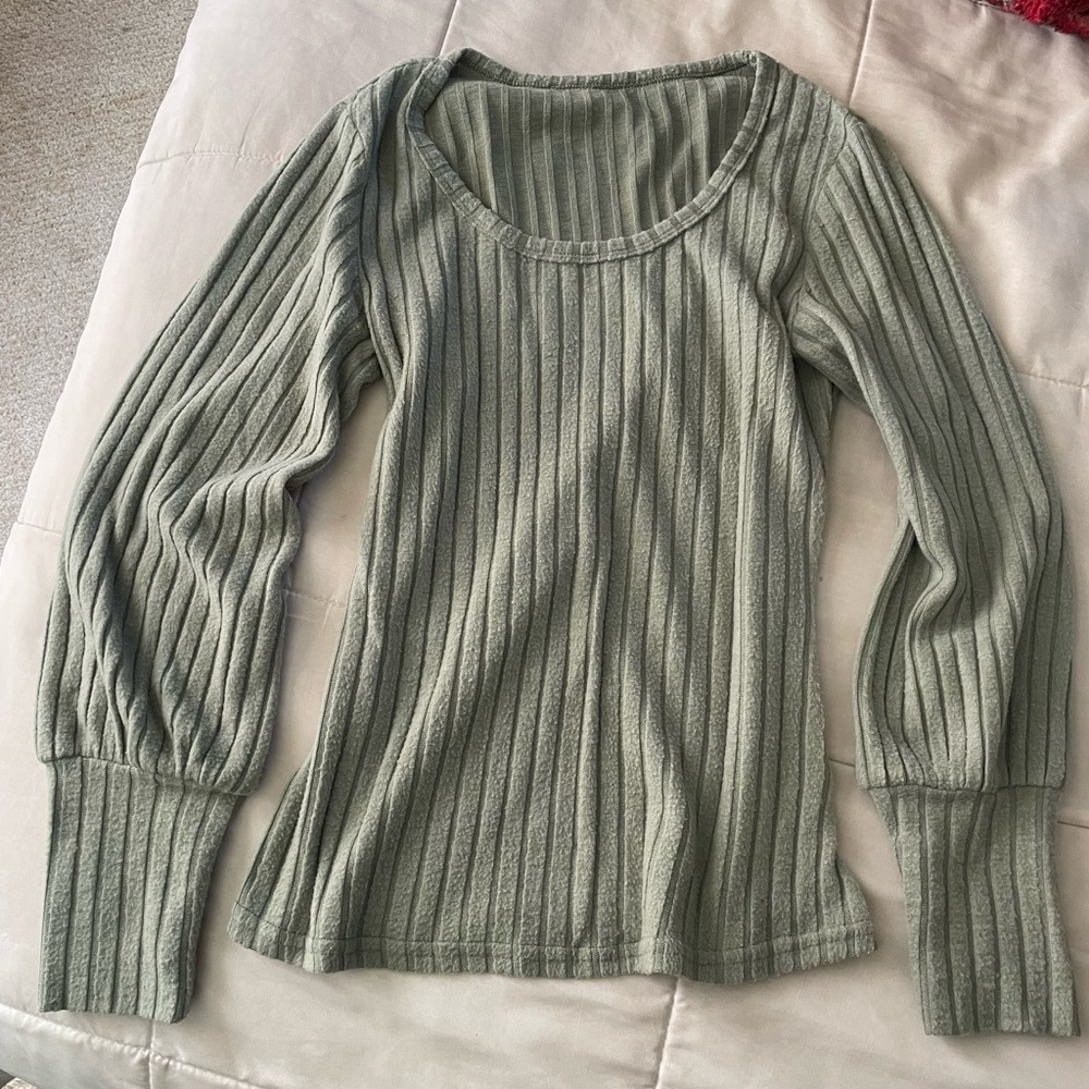 Shein Ribbed Green Sweater